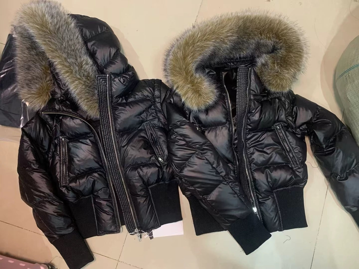 Fur Shiny Puffer Damen